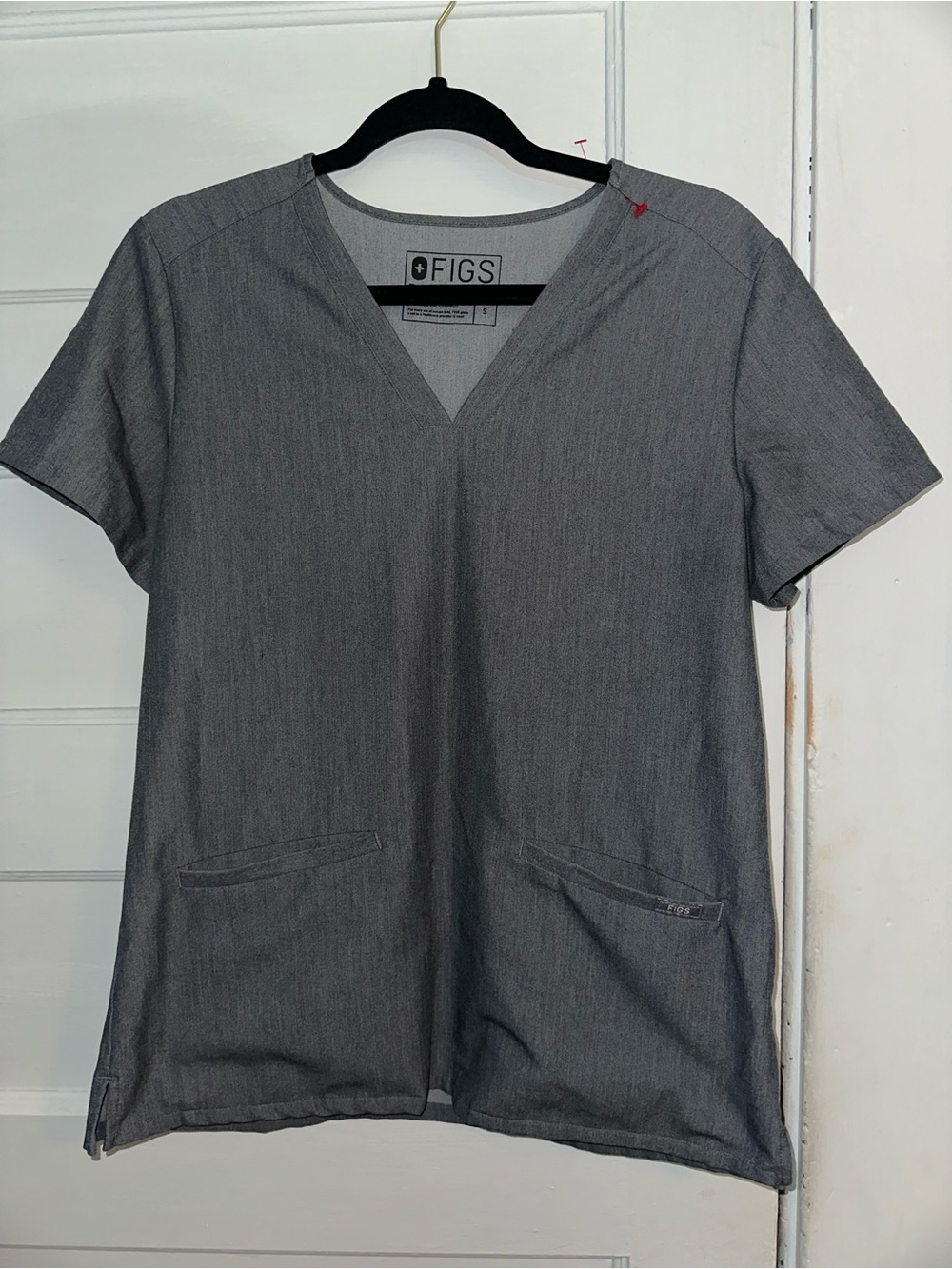 Figs Gray V-Neck Medical Scrub Top